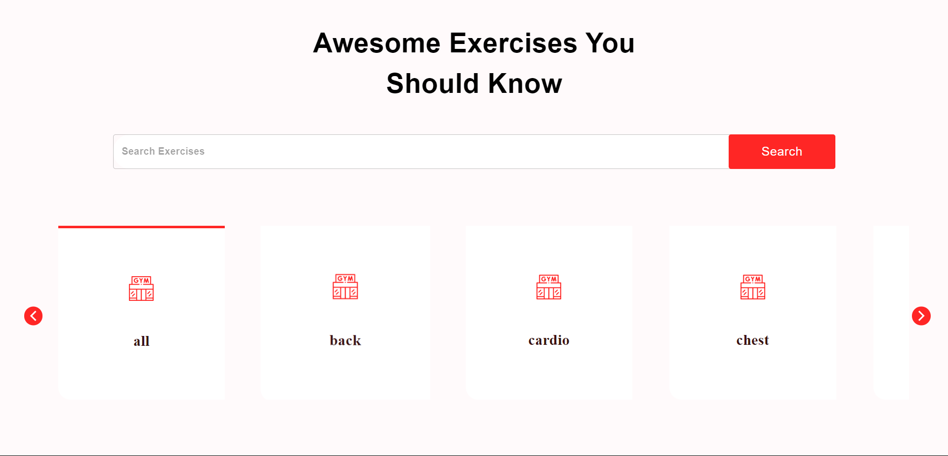 Exercise Category Selection based on important 12+ Muscle groups
